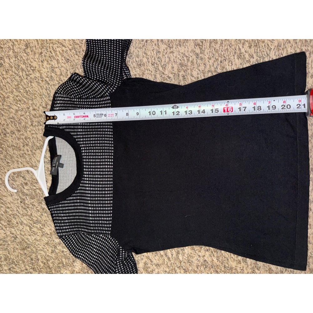 Rag & Bone Black Mesh Knit Cropped Sleeve Top XS - Picture 7 of 7